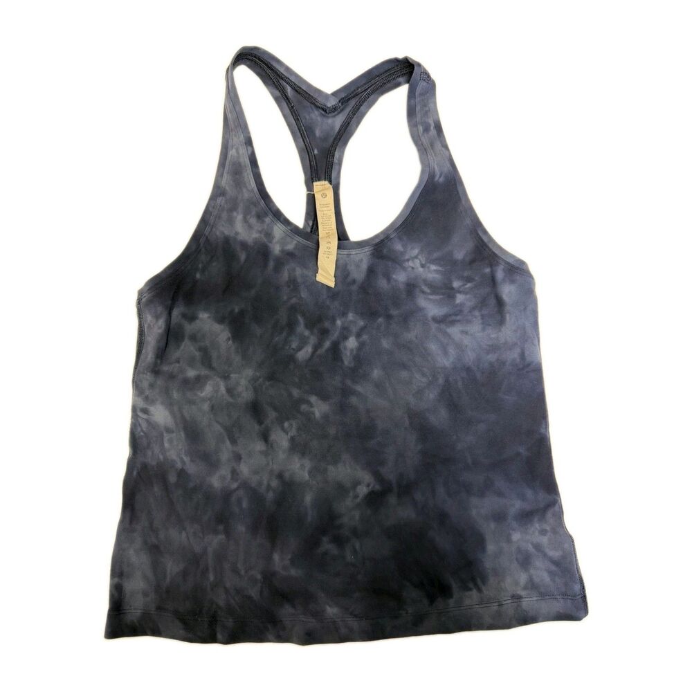 Lululemon Womens Sz 8 Cool Racerback Tank Top Short Length Diamond Dye Navy Blue